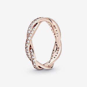 Bande Pandora Twist of Fate in & Clear CZ Rose Doré | 5768-VSKAQ