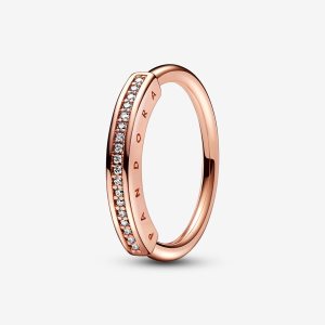 Empilable Pandora Signature I-D Pave Rose Doré | 2641-ZNVCJ