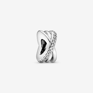 Entretoise Pandora Sparkling Polished Lines Argent | 6381-KQEDJ