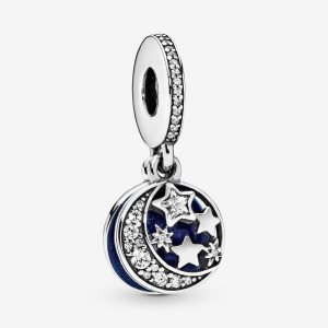 Pendre Pandora Vintage Night Sky with Blue Enamel & Clear CZ Argent | 8904-SXTKU